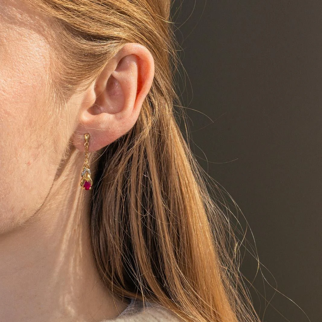 Earrings Ruby yellow gold tassel - Image 2