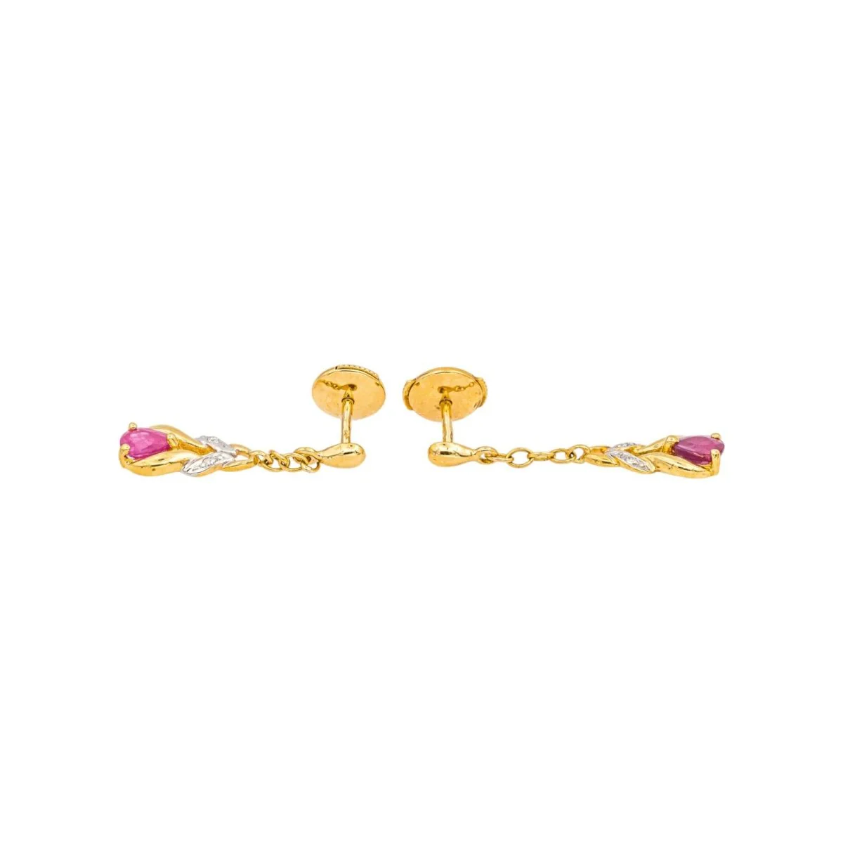 Earrings Ruby yellow gold tassel - Image 3