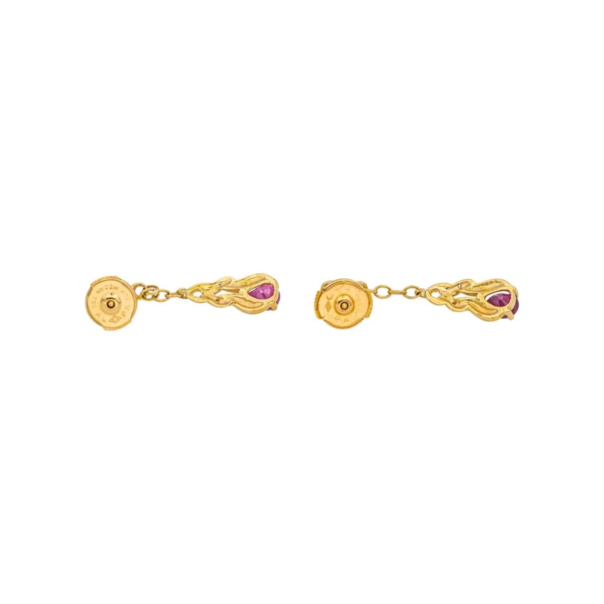 Earrings Ruby yellow gold tassel - Image 4