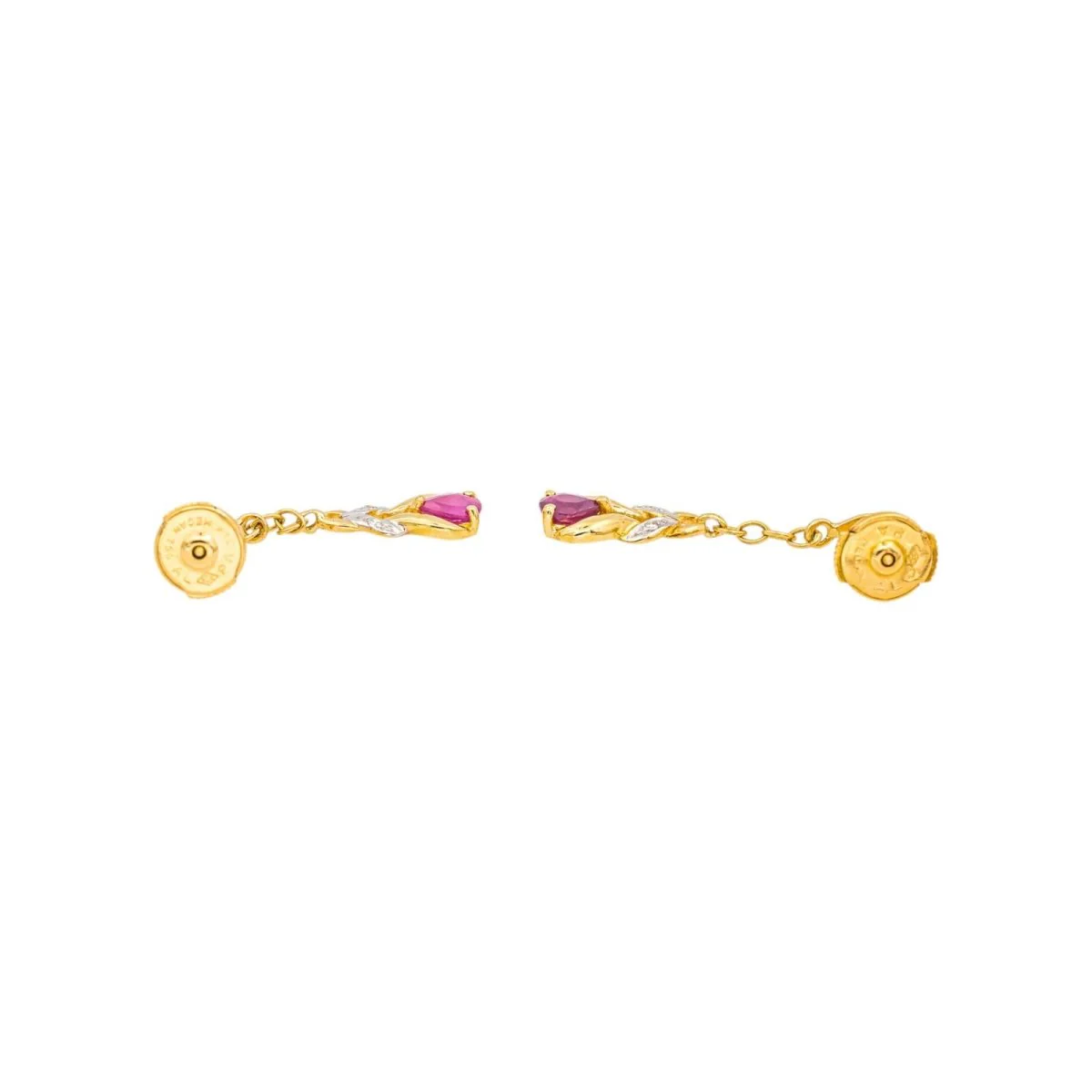 Earrings Ruby yellow gold tassel - Image 5