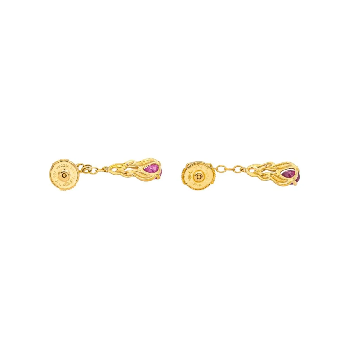 Earrings Ruby yellow gold tassel - Image 6