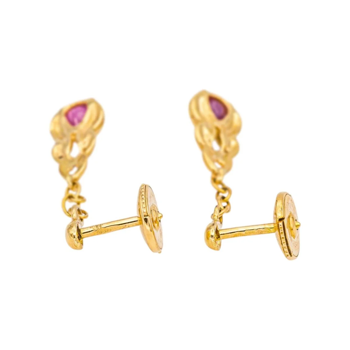 Earrings Ruby yellow gold tassel - Image 7