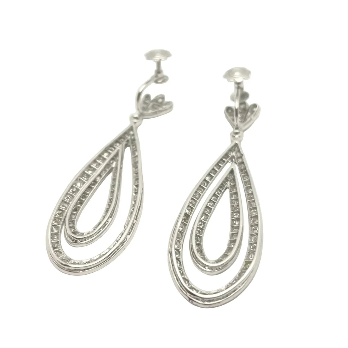 White gold and Diamond Drop earrings - Image 4