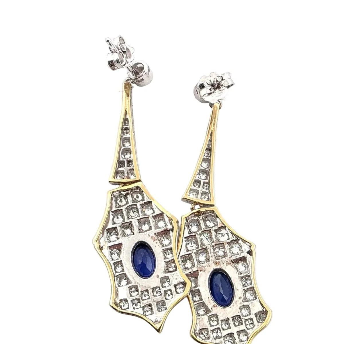 Earrings Pendant in white gold, sapphires and diamonds - Image 3