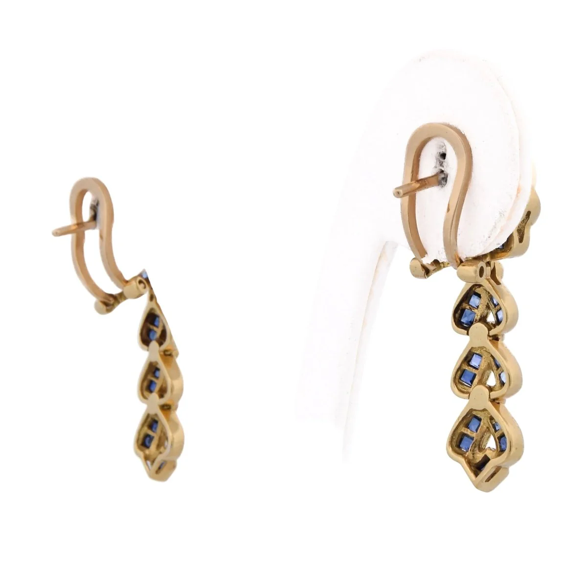 Drop Earrings in Yellow Gold, Sapphires, and Diamonds - Image 5
