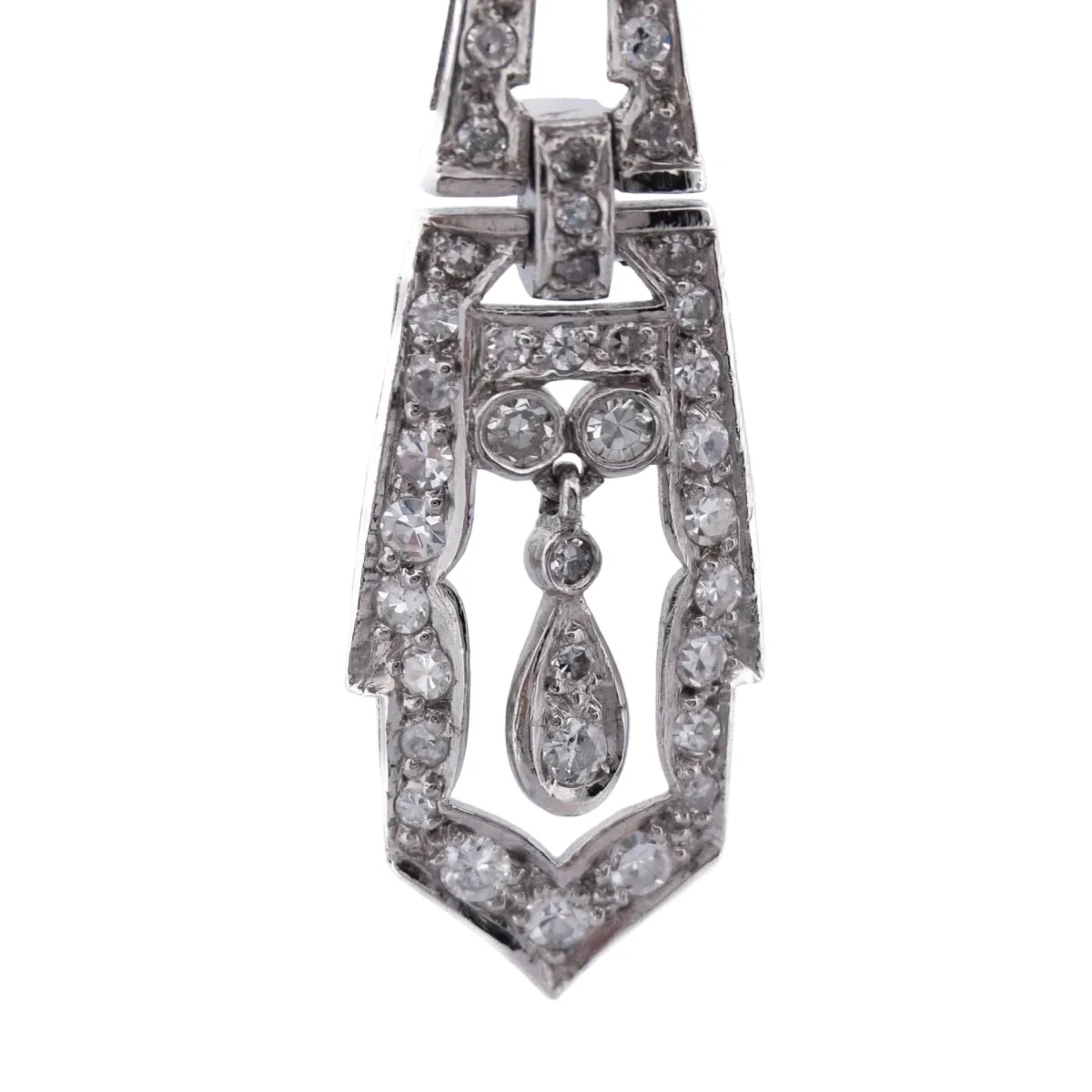 Boucles d'oreilles Pendantes en platine et diamants - Image 3