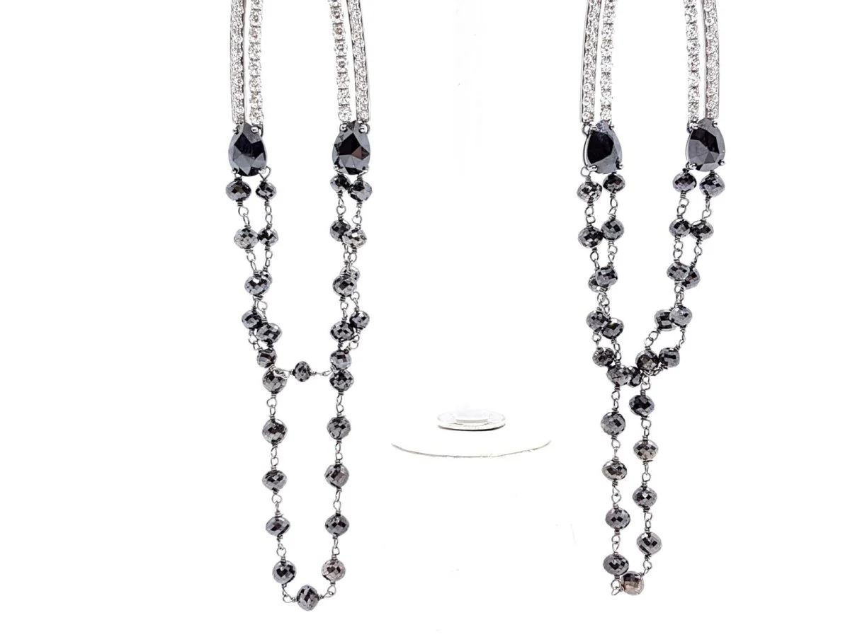 Dangling earrings in white gold and diamonds - Image 3