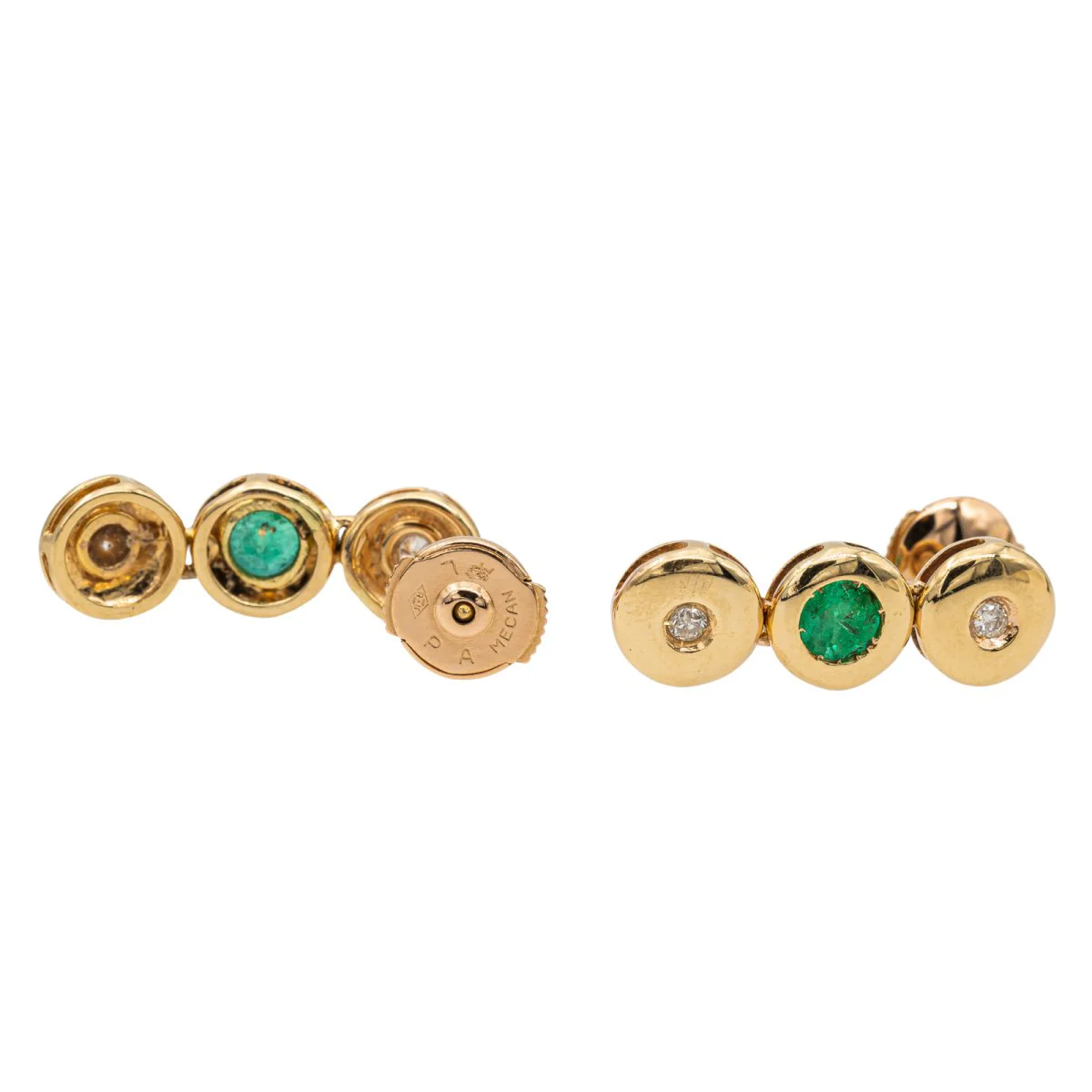 Yellow Gold Emerald Drop Earrings - Image 5