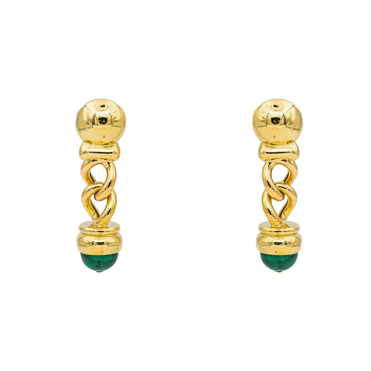 Yellow gold Malachite Drop Earrings