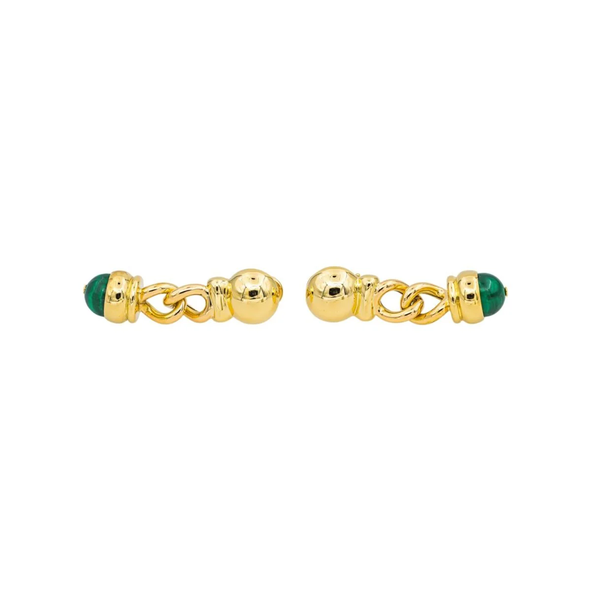Yellow gold Malachite Drop Earrings - Image 3