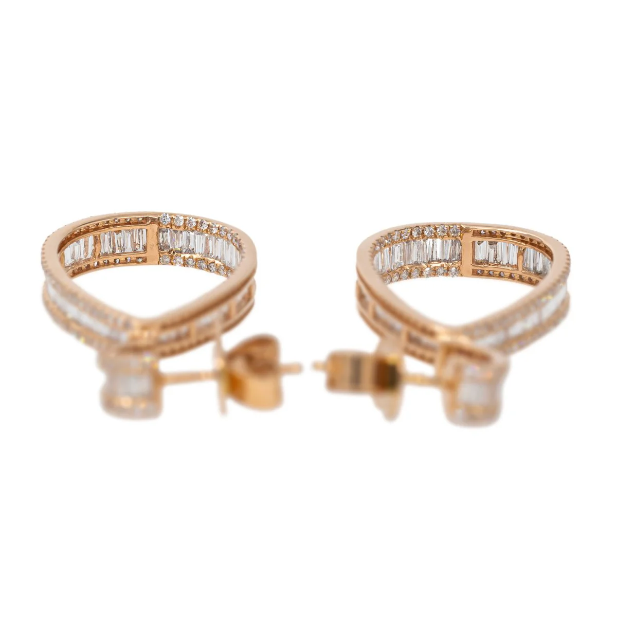 Rose Gold Diamond Drop Earrings - Image 4