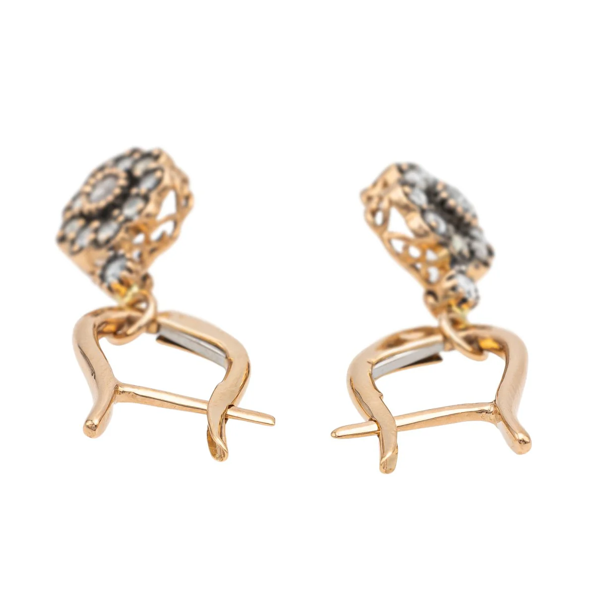 Rose Gold Diamond Drop Earrings - Image 4