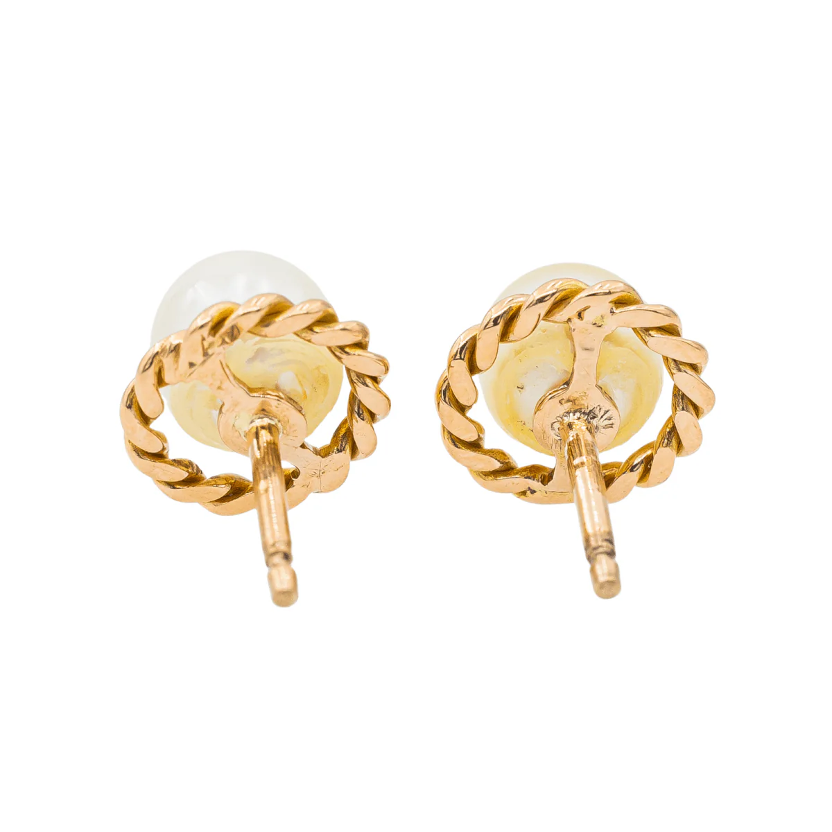 Yellow Gold Pearl Earrings Pearl - Image 7