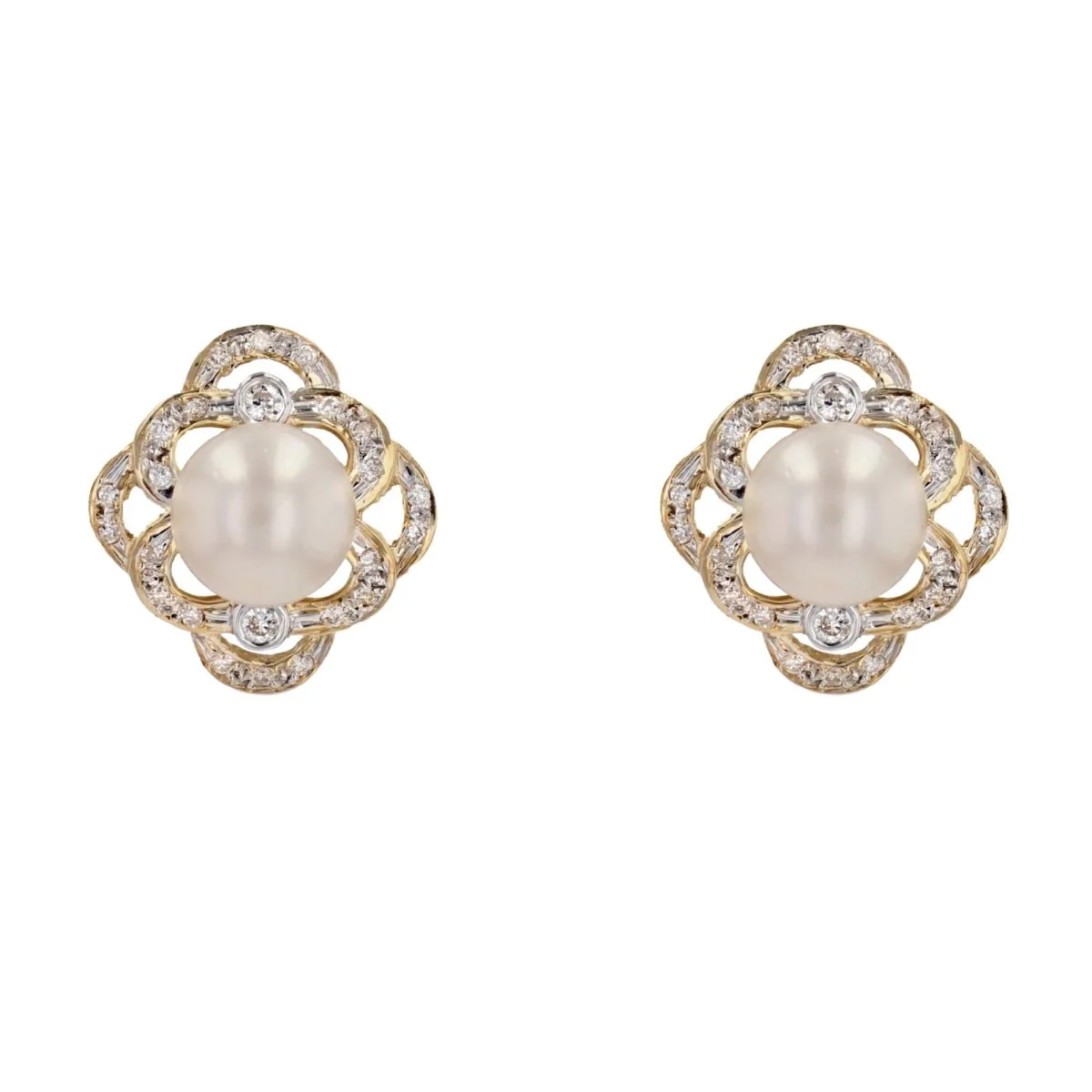 Earrings Fleas in yellow gold, beads and diamonds