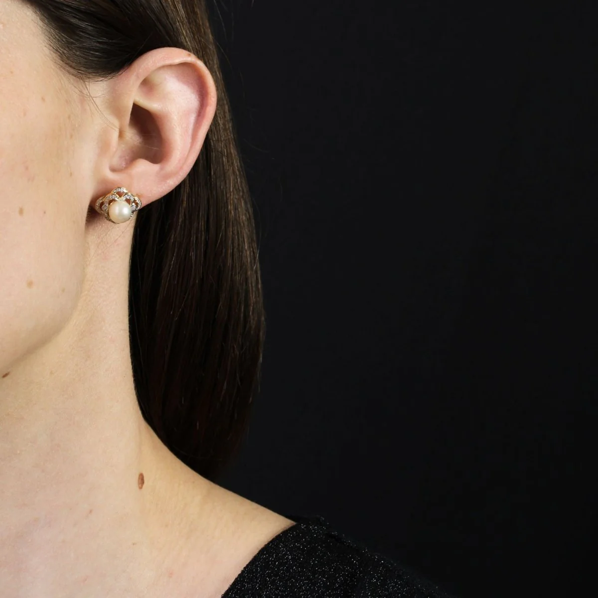 Earrings Fleas in yellow gold, beads and diamonds - Image 2