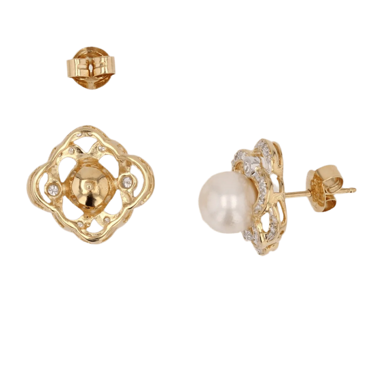 Earrings Fleas in yellow gold, beads and diamonds - Image 4