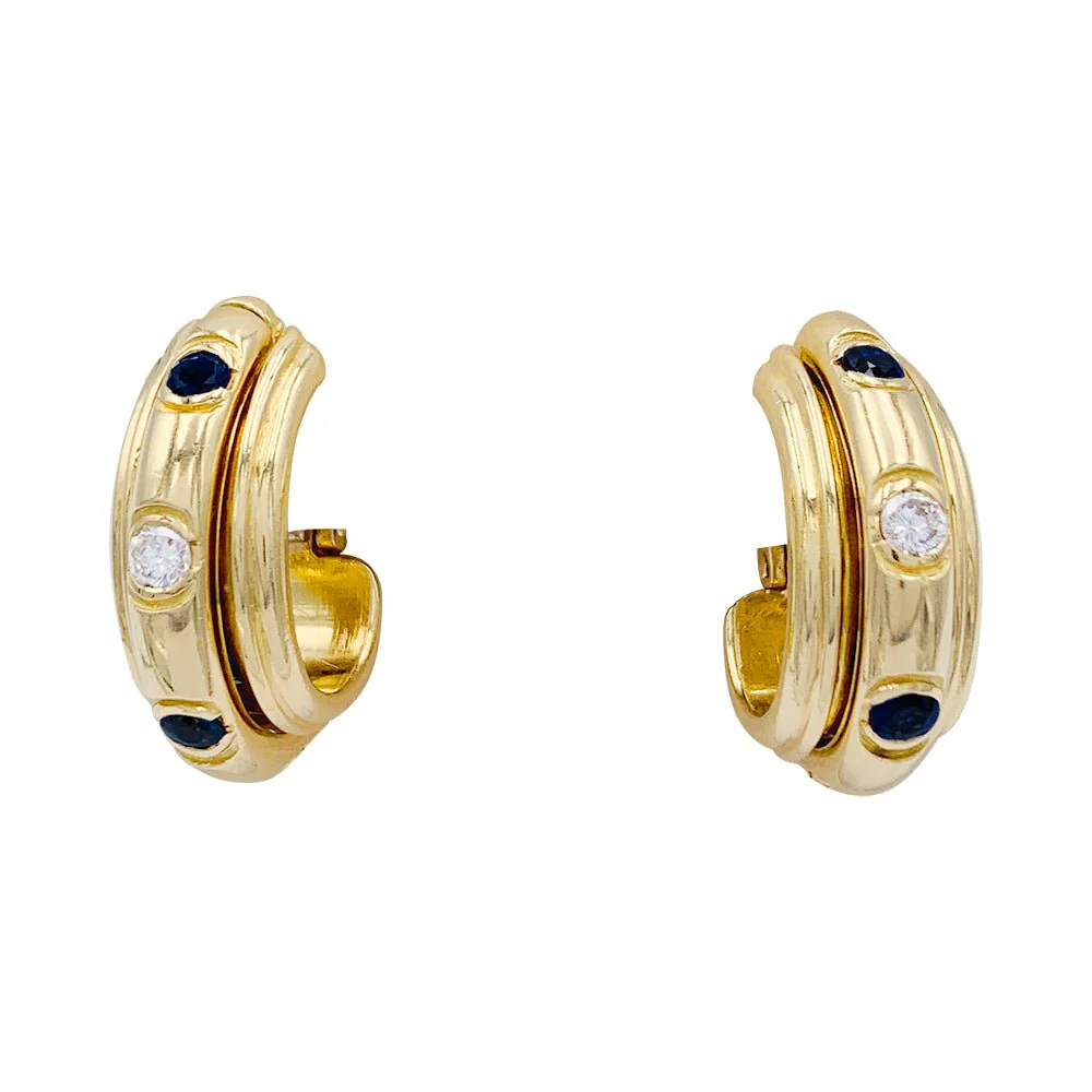 Piaget earrings, “'Possession”, yellow gold, sapphires, diamonds - Image 4