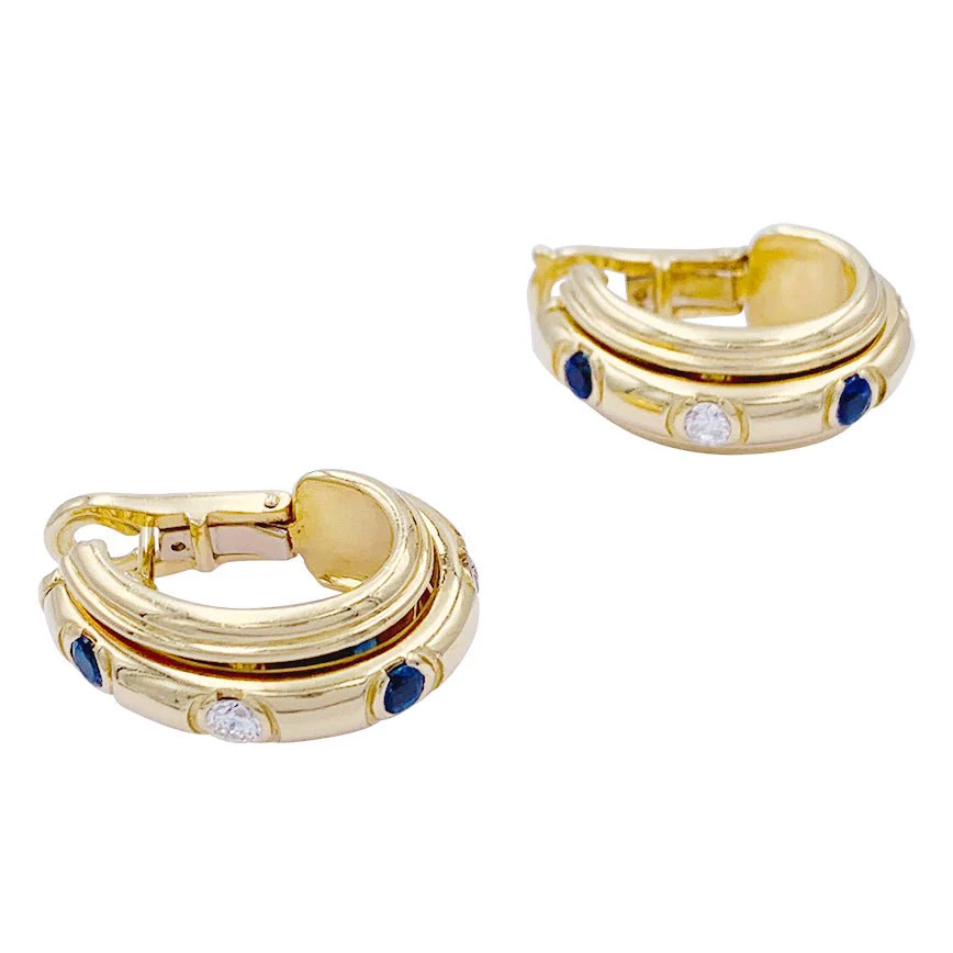 Piaget earrings, “'Possession”, yellow gold, sapphires, diamonds - Image 5