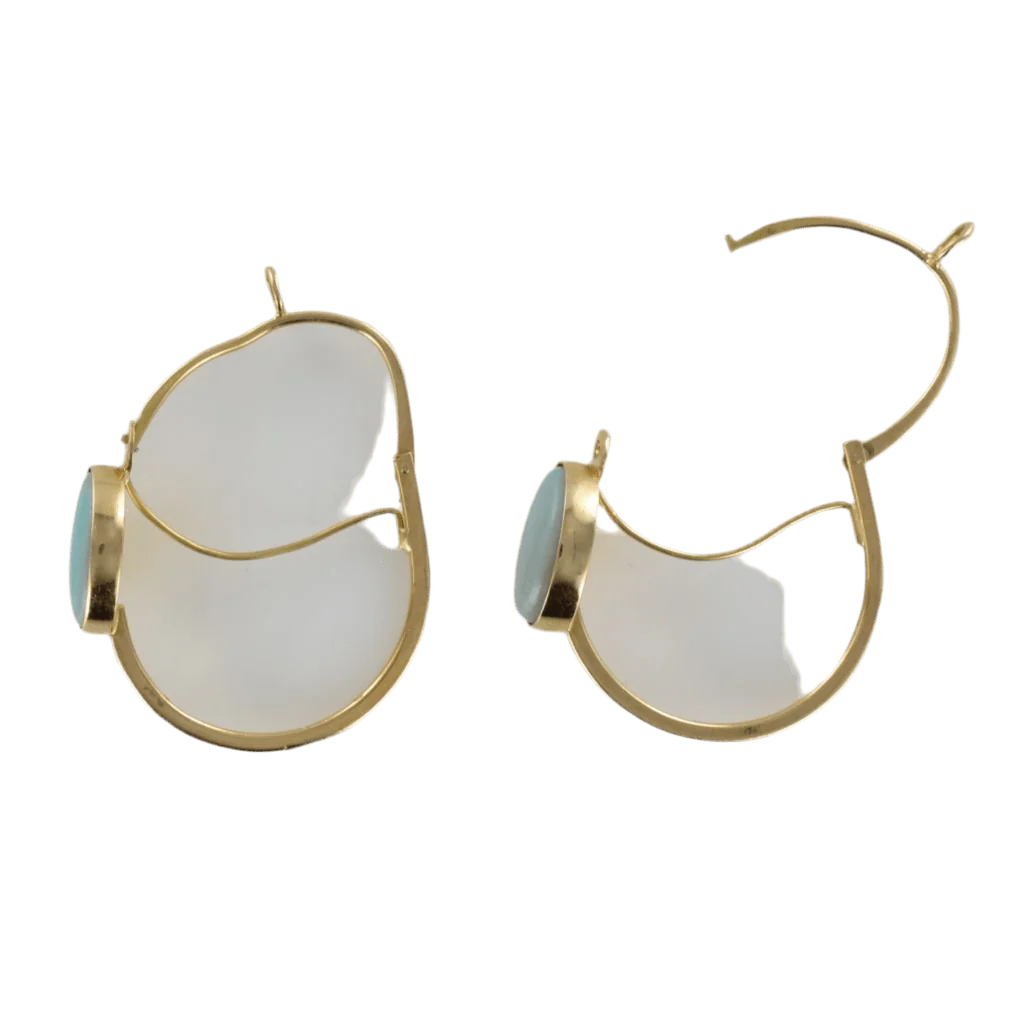 Earrings Sleepers in yellow gold and opal - Image 5