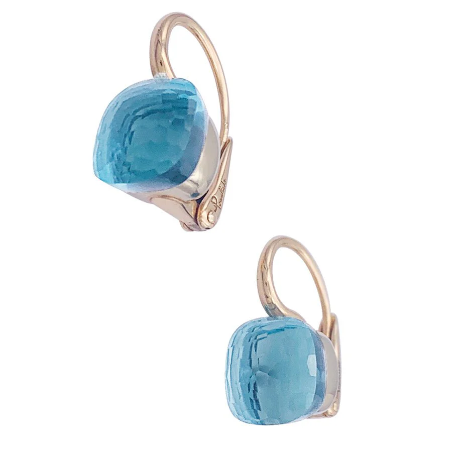 Pomellato earrings, "Nudo Classic" blue topaz, two golds. - Image 4