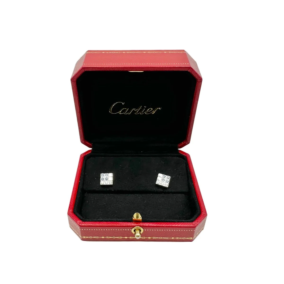 CARTIER "Paillettes" Stud Earrings in White Gold, Sapphires and Diamonds - Image 2