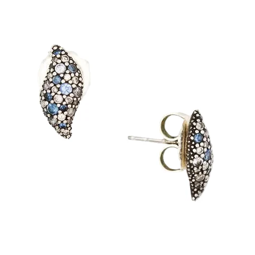 DAVID YURMAN Stud Earrings in Silver, Sapphires, and Diamonds - Image 2
