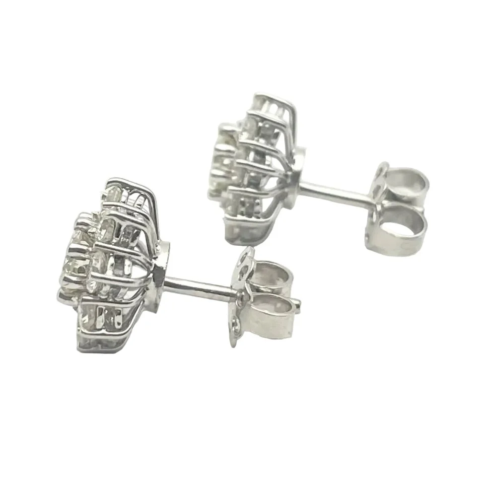 White gold and diamonds Earrings Puces - Image 3