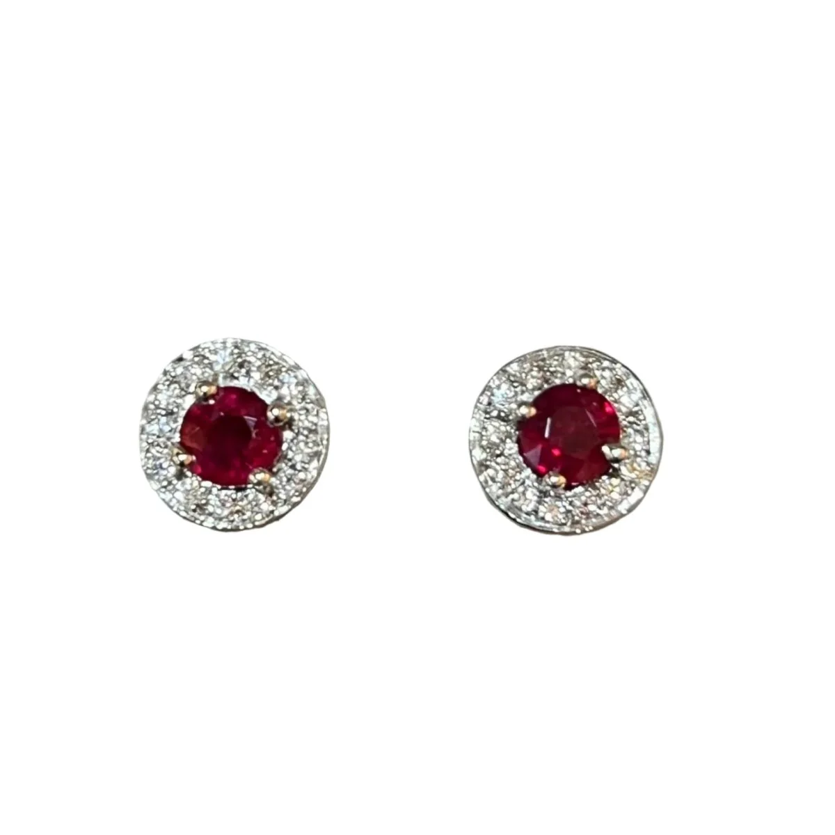White Gold Earrings with Rubies and Diamonds