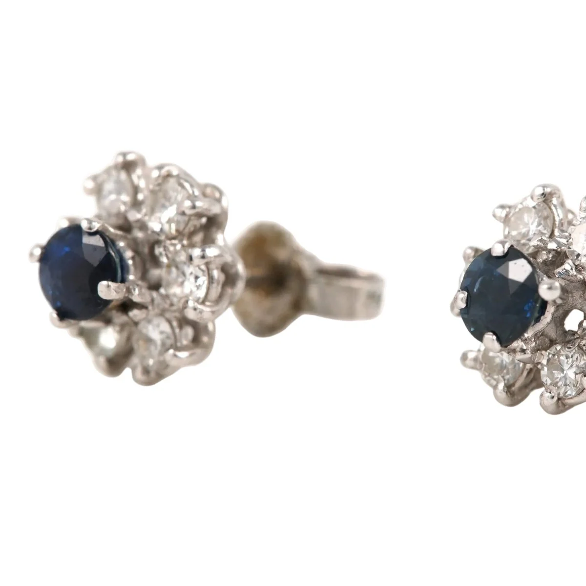 White Gold Earrings with Sapphires and Diamonds - Image 2