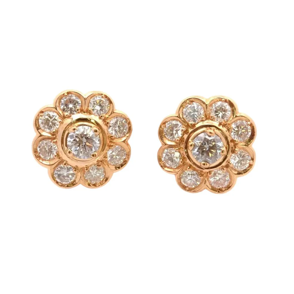Yellow Gold and Diamond Earrings