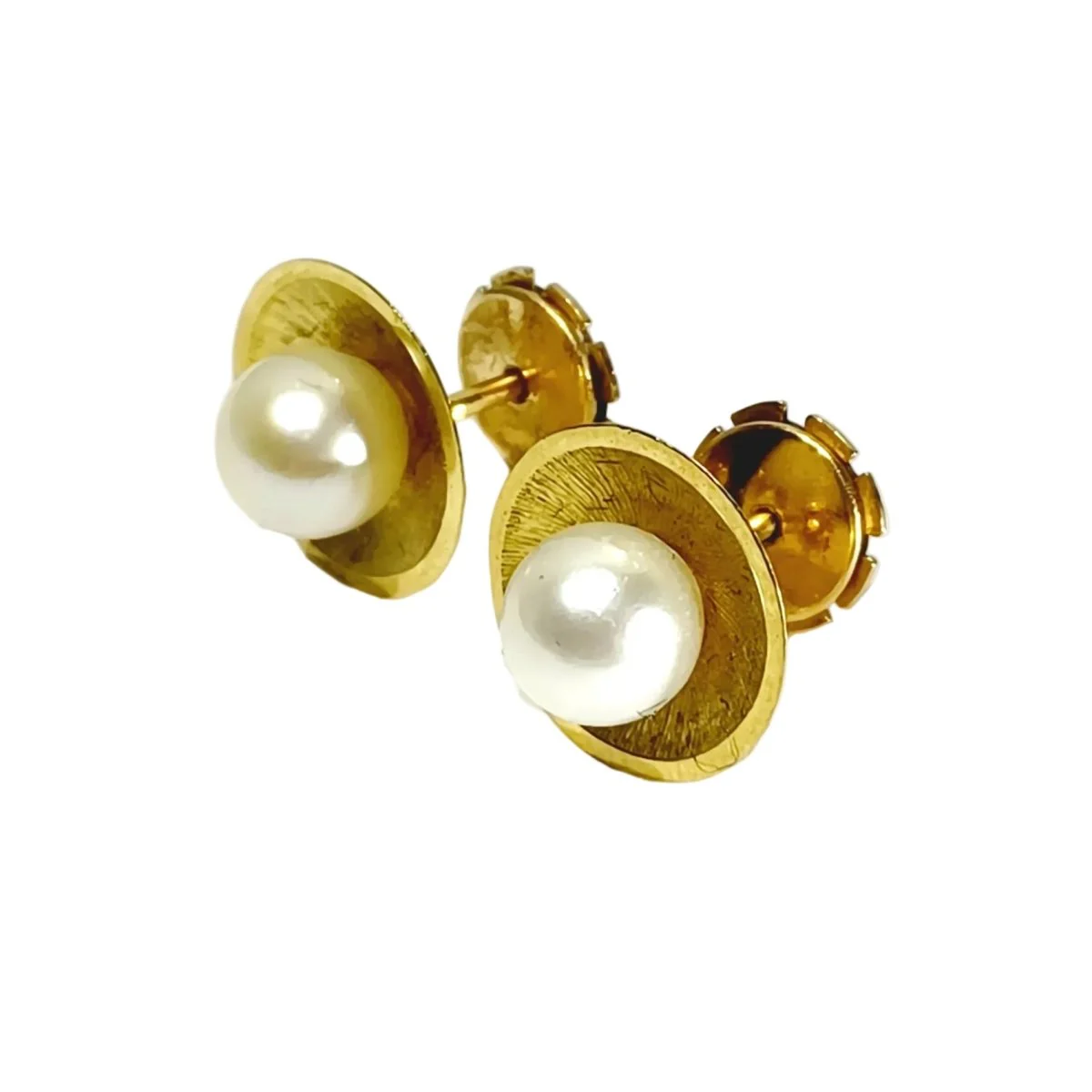 Earrings Puces in yellow gold and pearls - Image 3