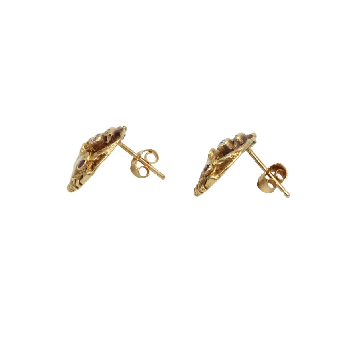 Yellow Gold Earrings with Rubies and Diamonds - Image 2