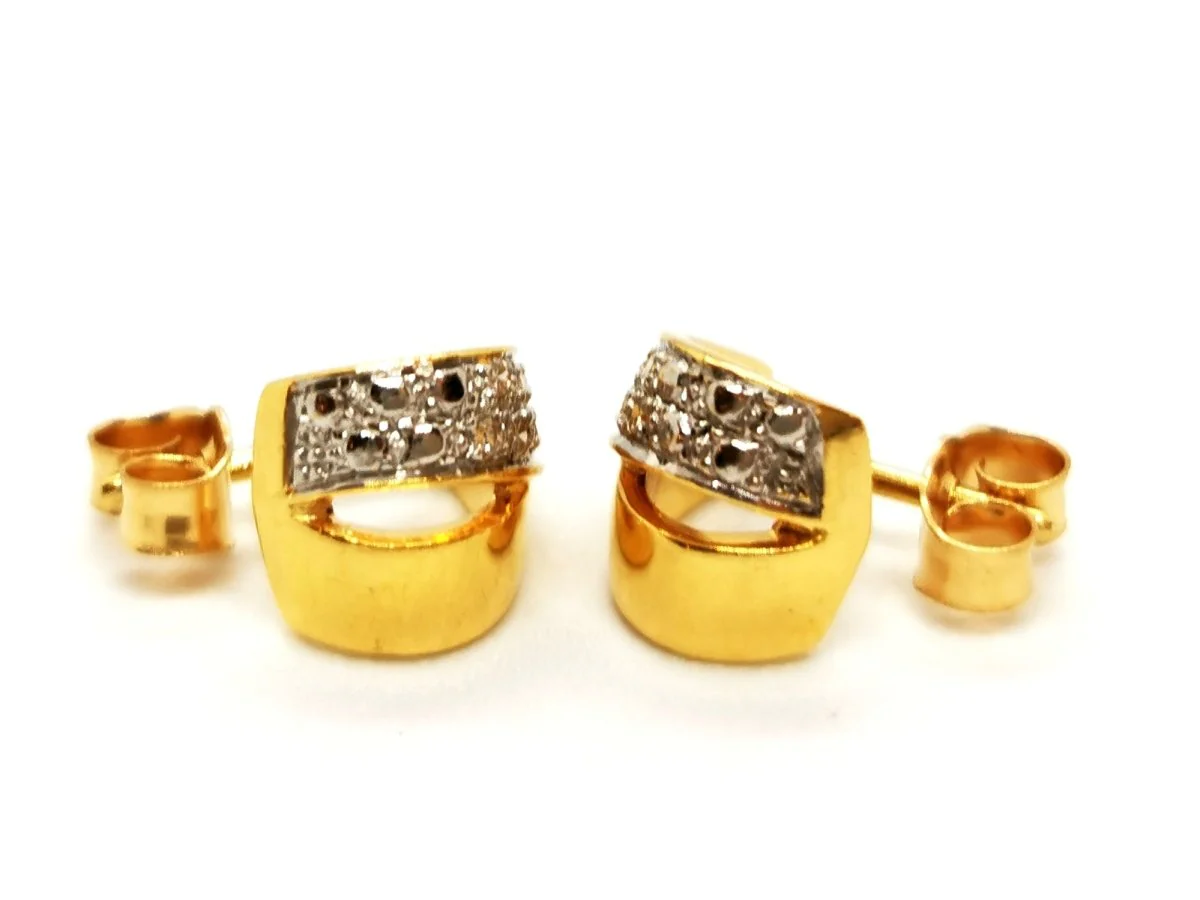 Puces earrings in 2 golds paved with diamonds - Image 6