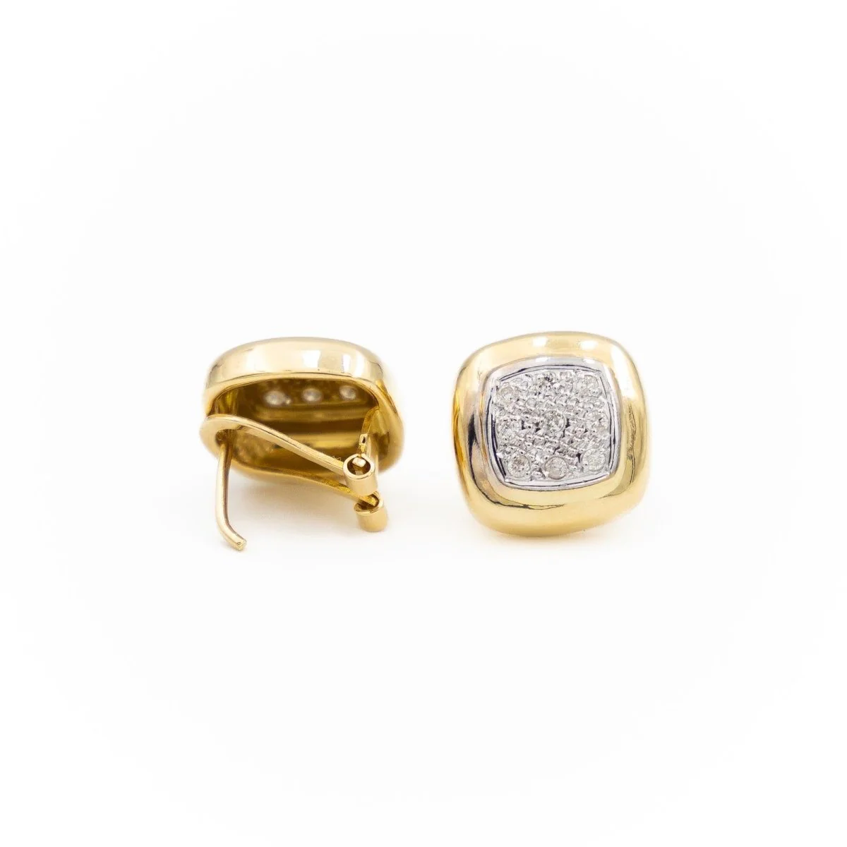 Puces earrings in 2 golds and diamonds - Image 4