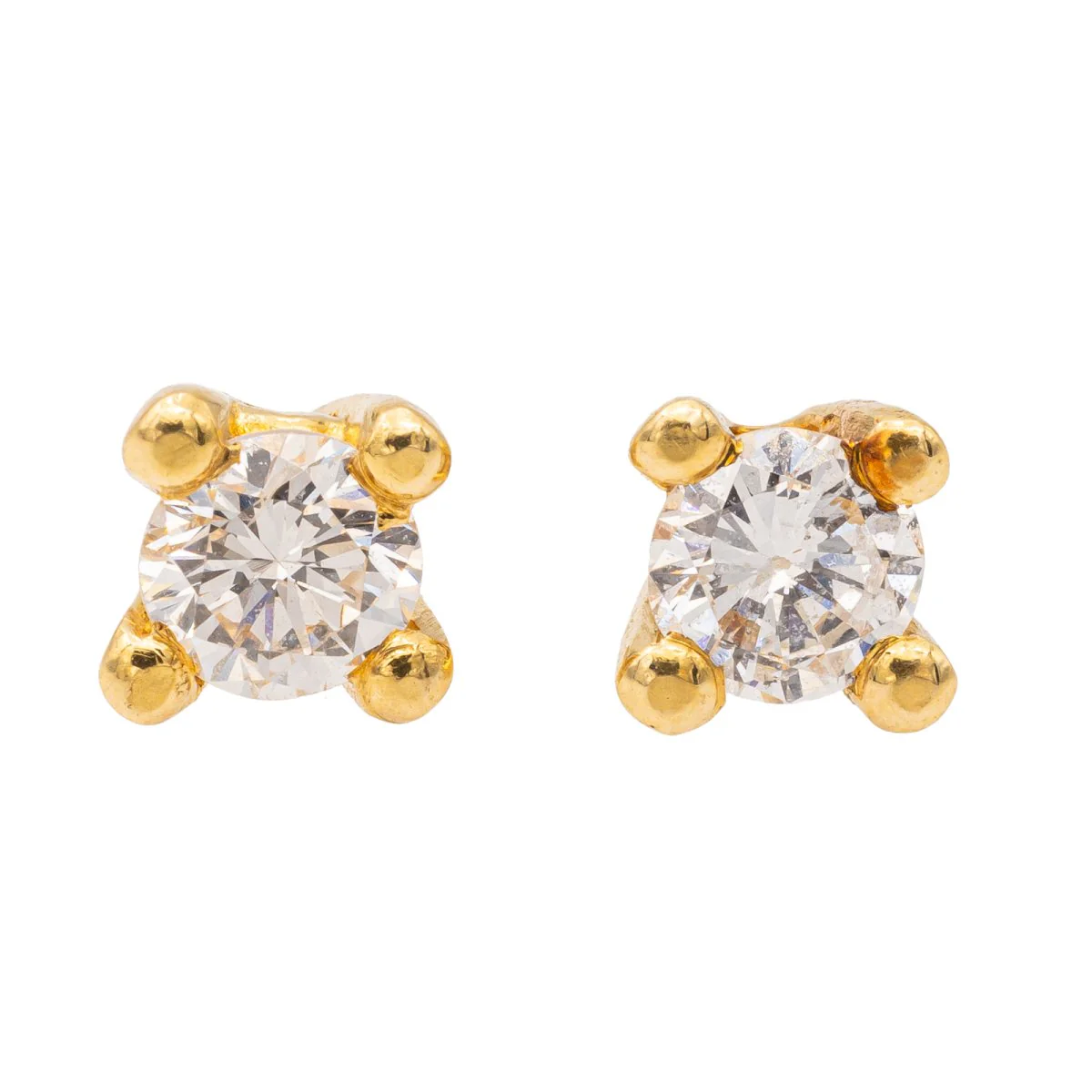 Puces yellow gold diamond earrings