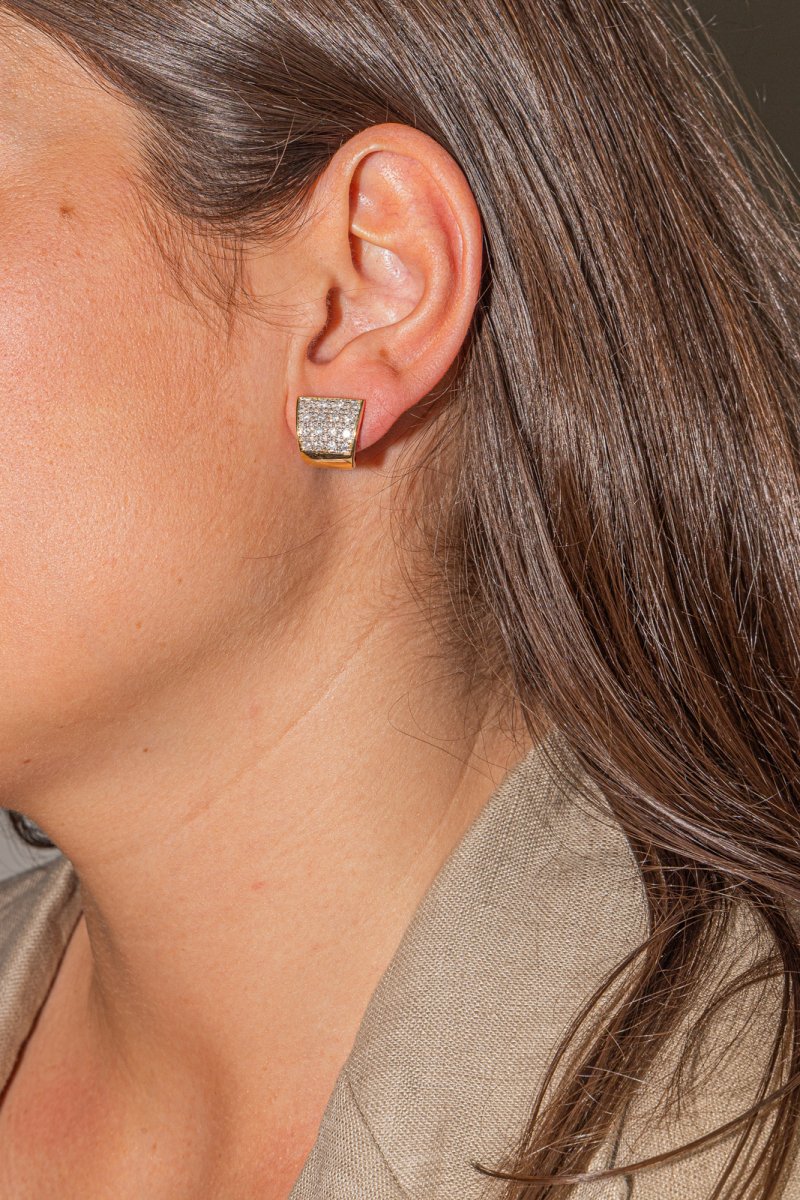 Puces Earrings Yellow Gold Diamond - Image 2