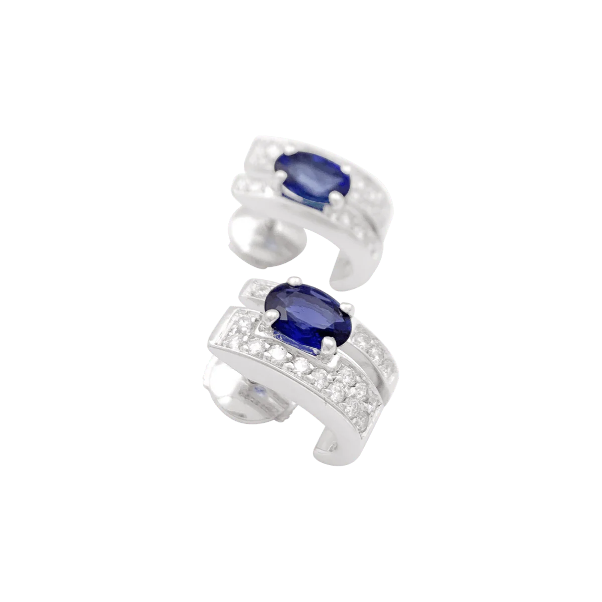 Earrings at white gold, sapphire and diamonds - Image 4