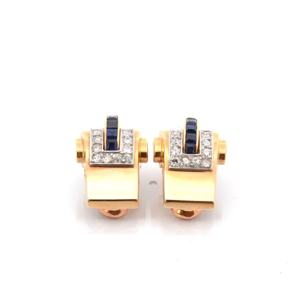 Earrings BOUCHERON in yellow gold, sapphires and diamonds - Image 2
