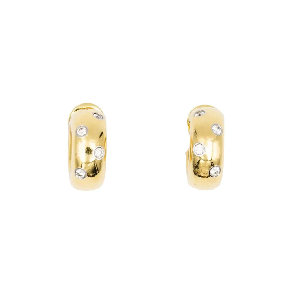 TIFFANY & CO. "Stars" hoop earrings in yellow gold, platinum and diamonds