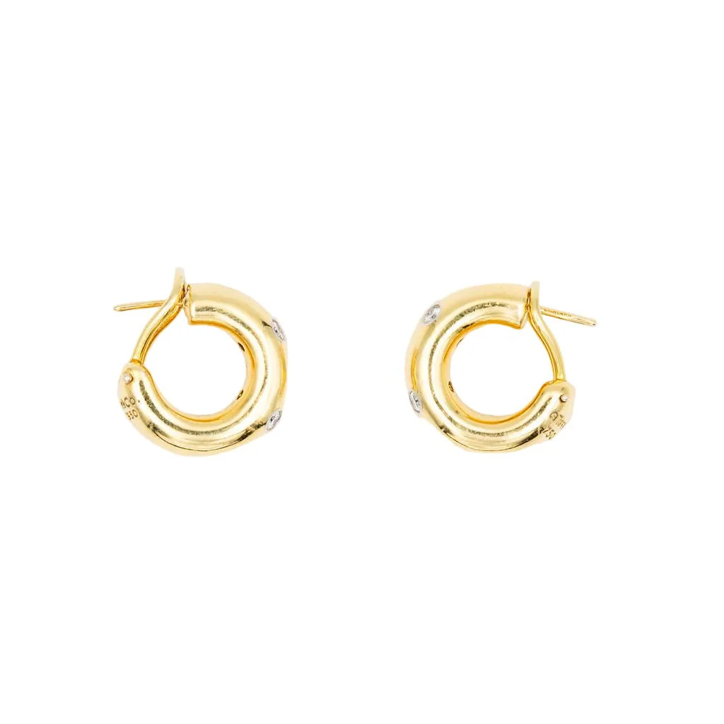 TIFFANY & CO. "Stars" hoop earrings in yellow gold, platinum and diamonds - Image 11