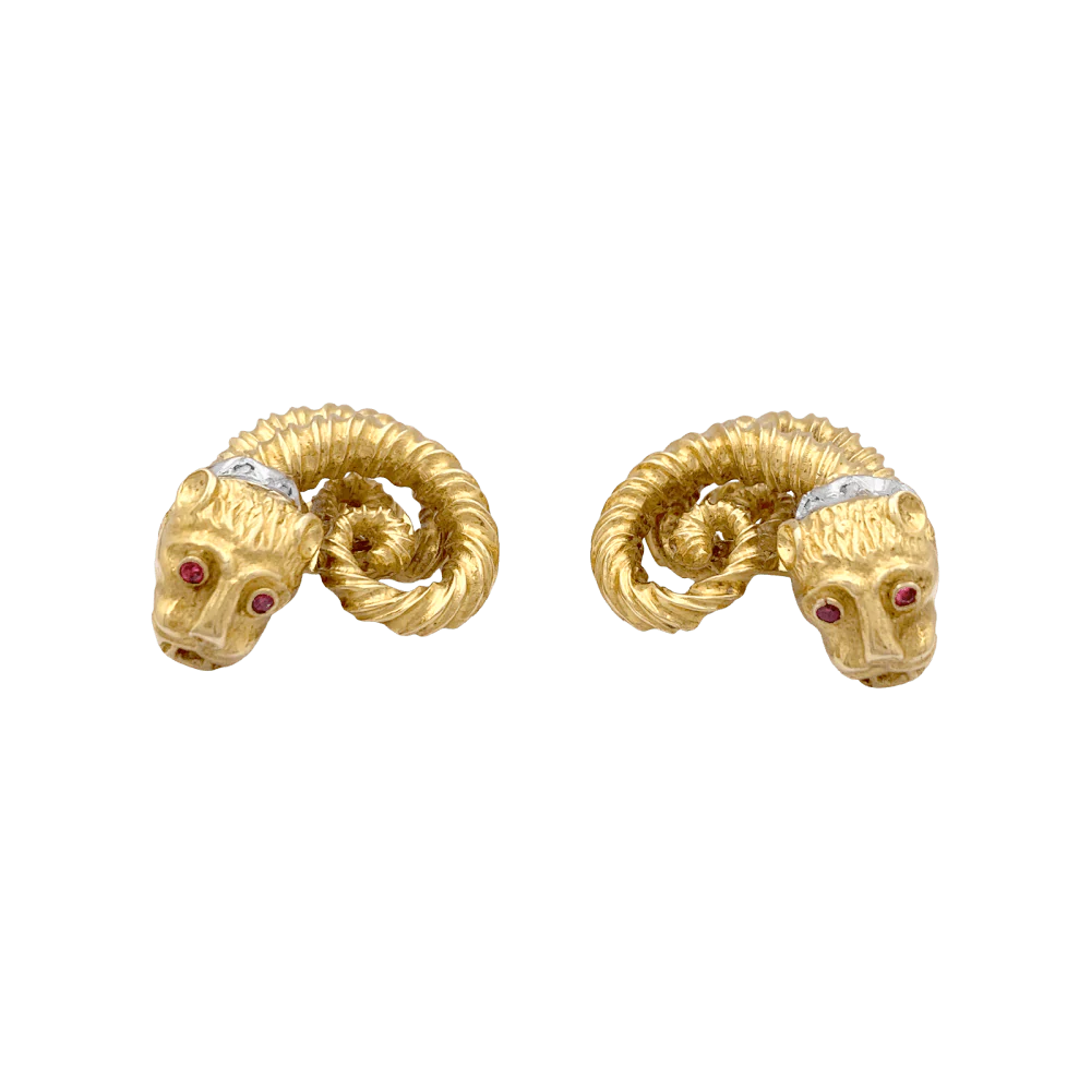 ZOLOTAS clip-on earrings in yellow gold, white gold, rubies and diamonds - Image 3