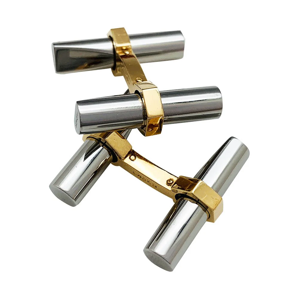 Cartier cufflinks in yellow gold, steel, onyx and aventurine - Image 4