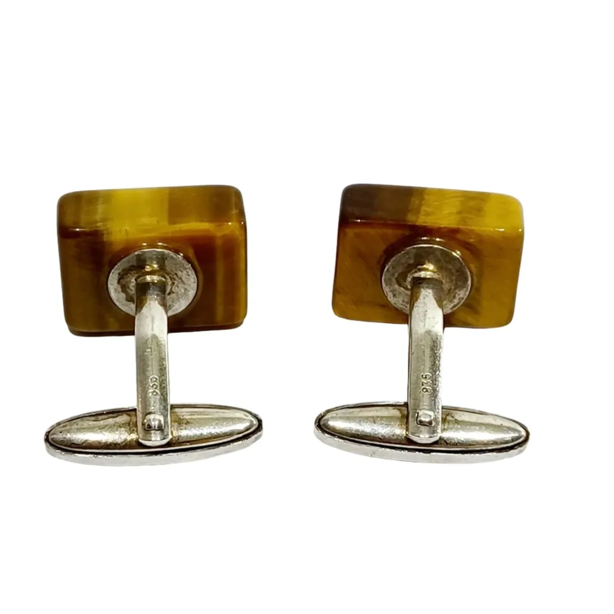 Silver and tiger's eye cufflinks - Image 3