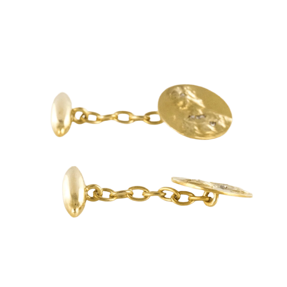 Cufflinks in yellow gold and diamonds - Image 5