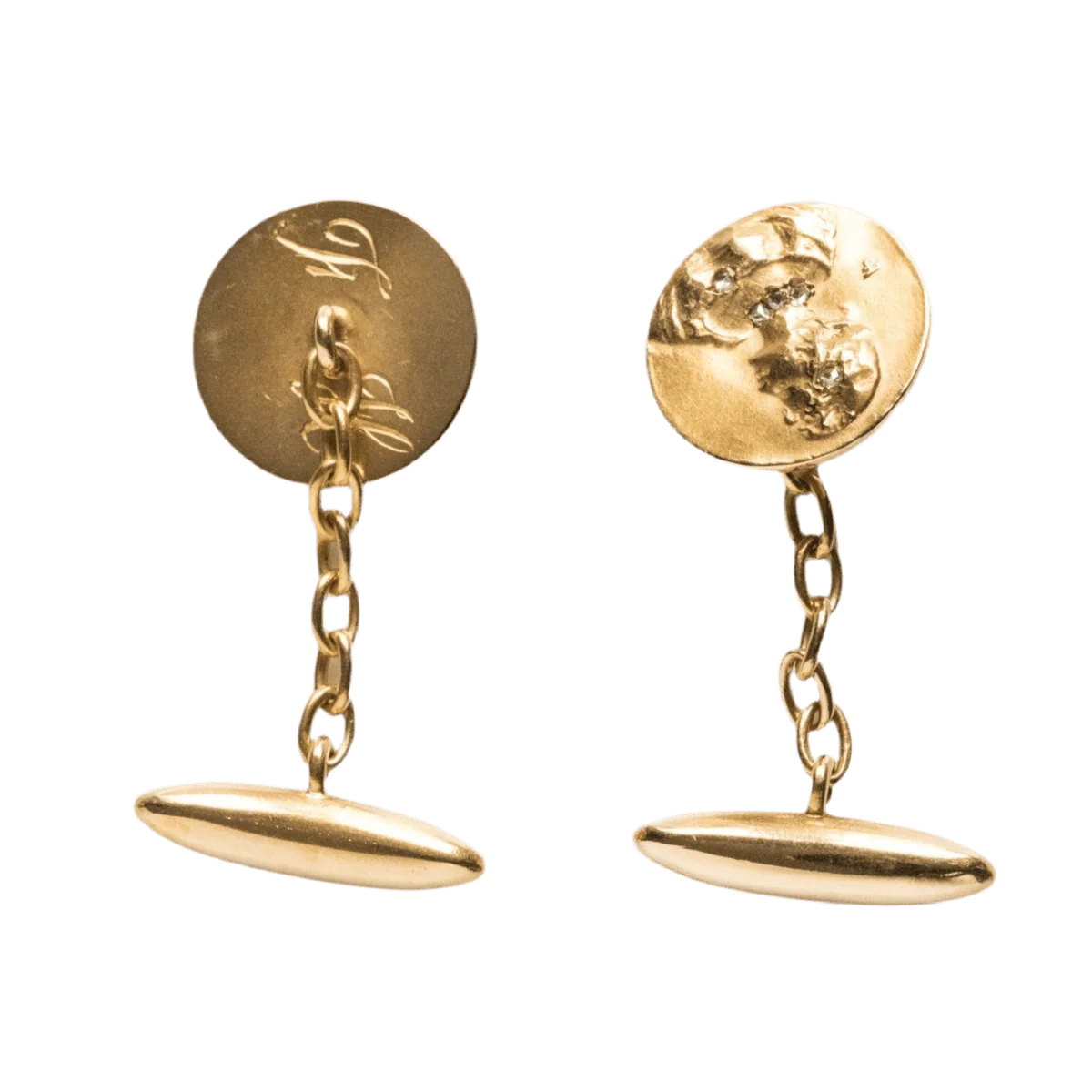 Cufflinks in yellow gold and diamonds - Image 6