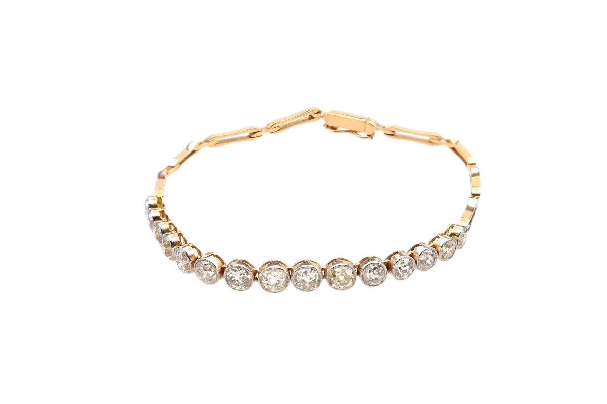Flexible bracelet in yellow gold and diamonds
