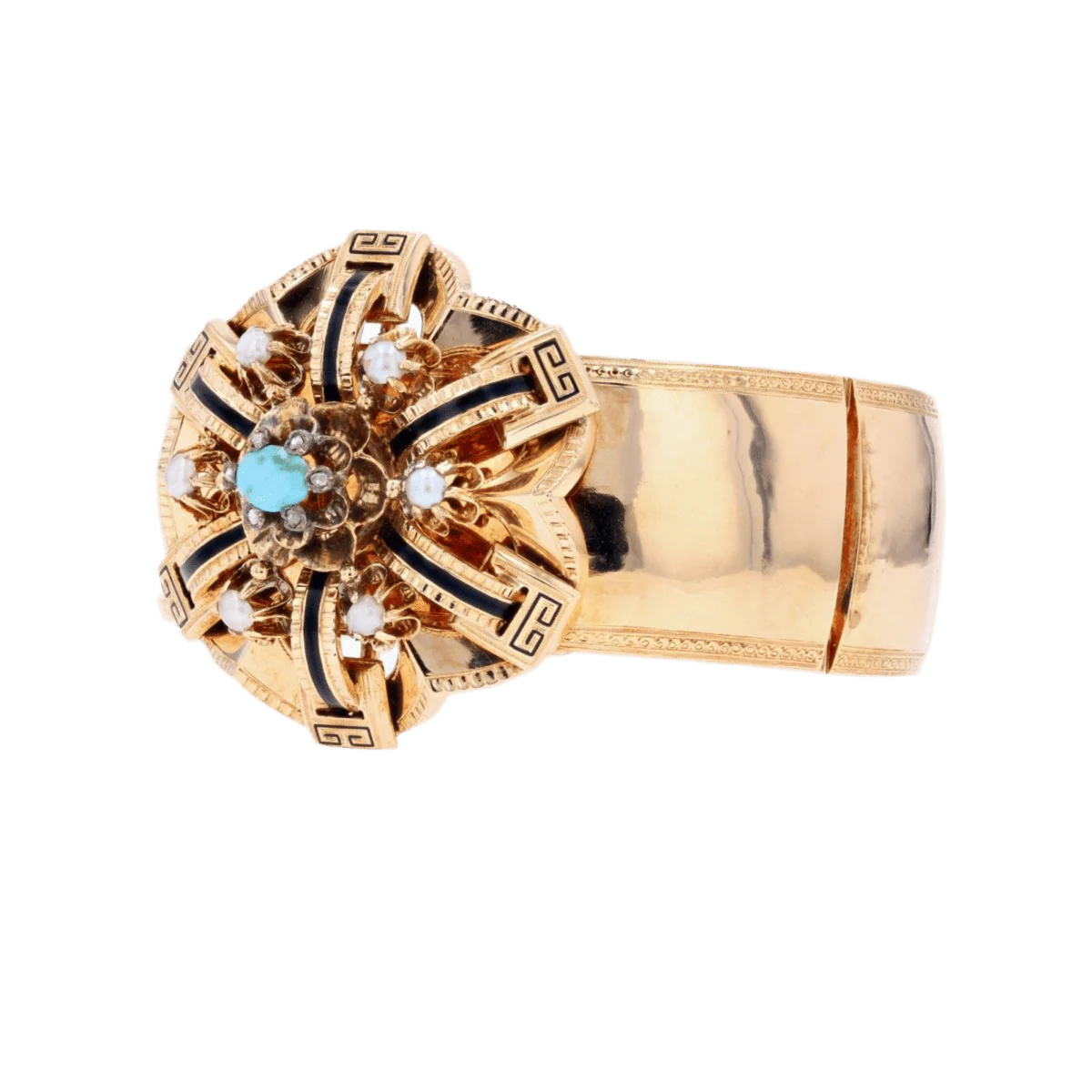 Bracelet Rush in rose gold, turquoise, enamel and pearls