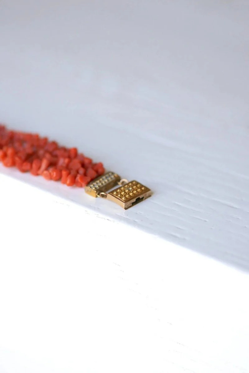 Old three-row coral bracelet, gold clasp - Image 5