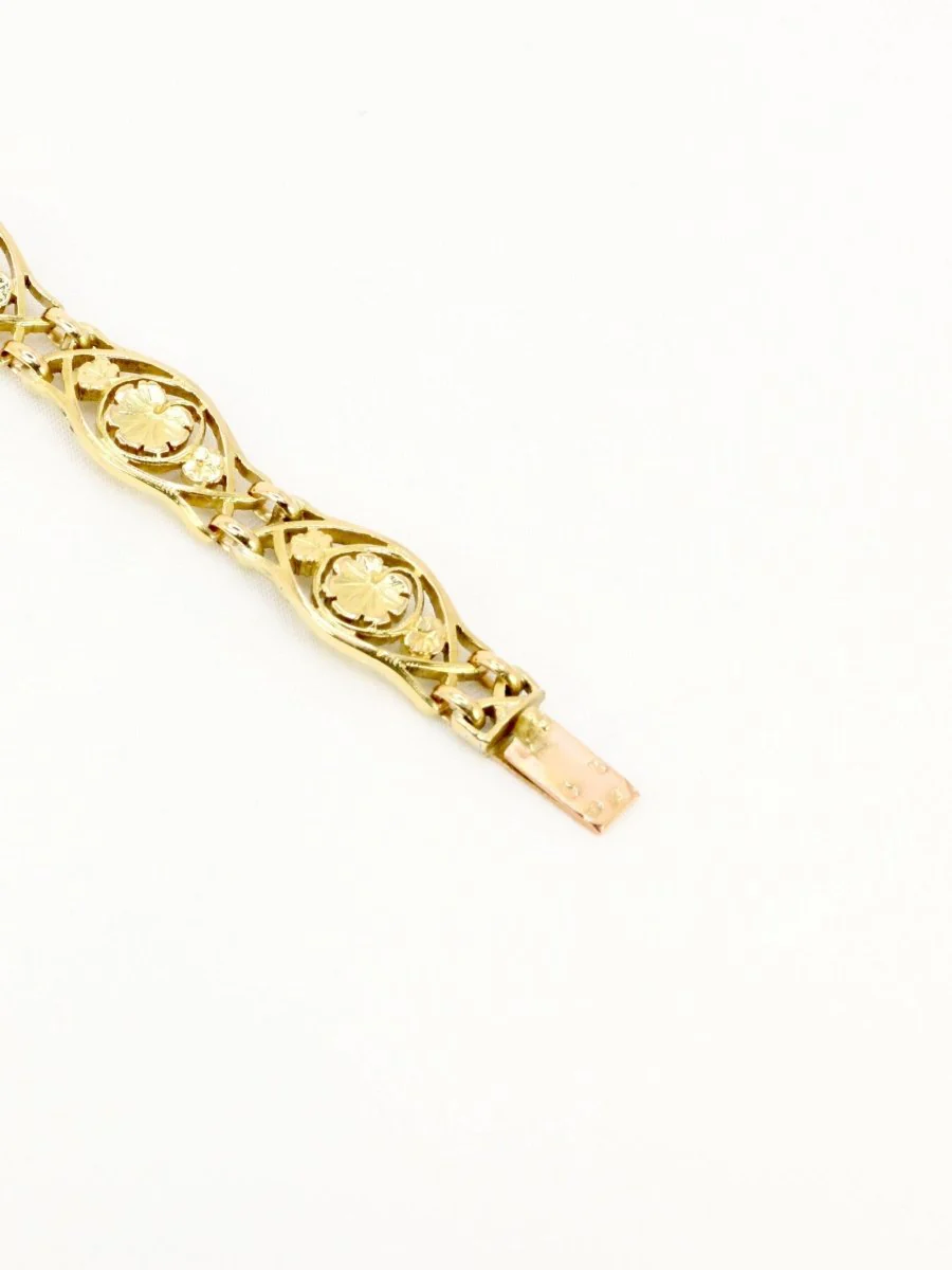 Bracelet Art Nouveau yellow gold ivy leaf mesh - Image 6