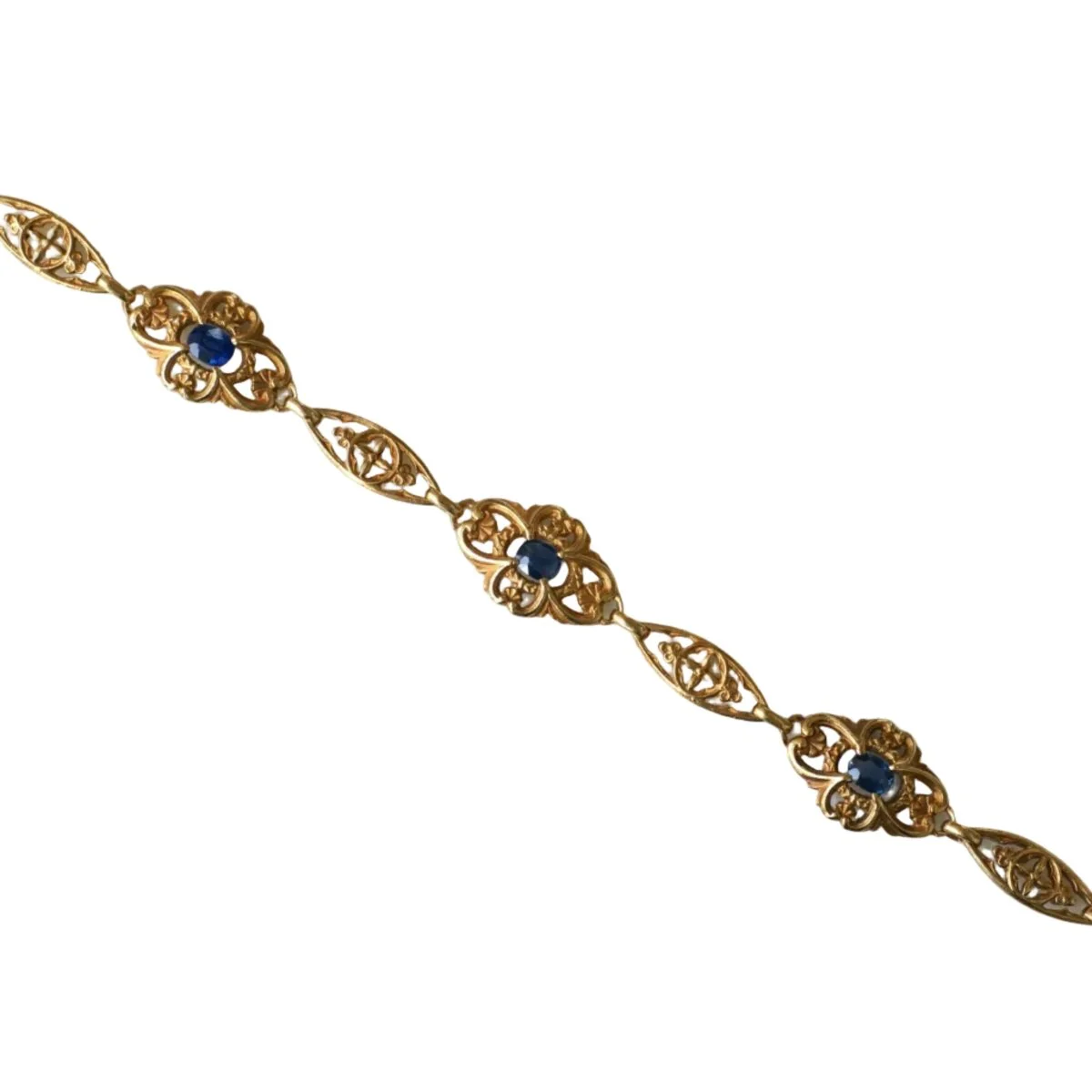 Belle Epoque Bracelet with a Garland of Sapphires on Yellow Gold - Image 4